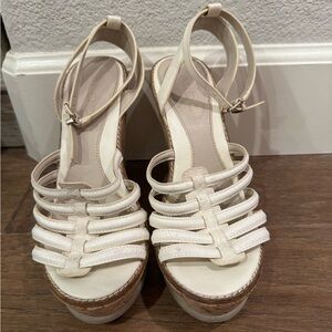Elegant Cream Wedge Sandals